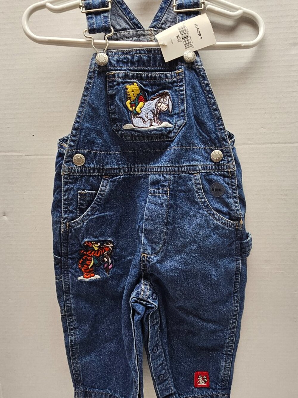 New Vintage Disney Store 90s Winnie The Pooh Denim Overalls Embroidered 6 Month